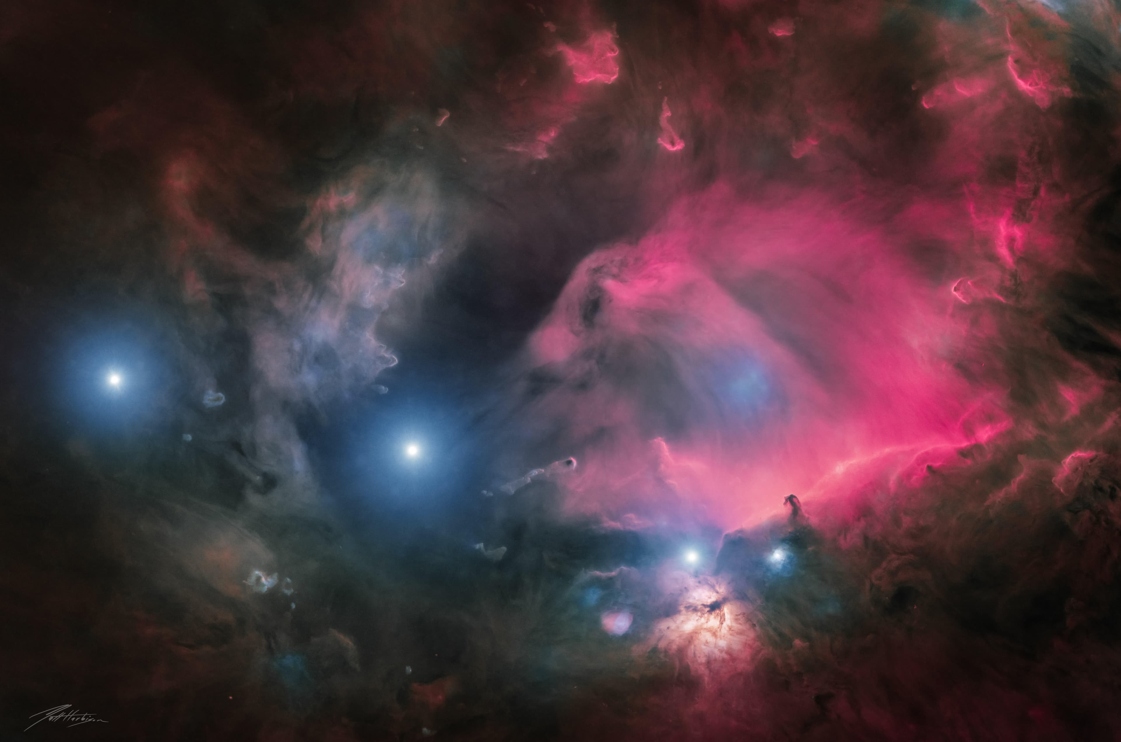 Orion's Belt Region in Gas and Dust Image